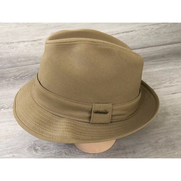 Stetson Fedora Cowboy Hat Mens Size 7 3/8 Brown Solid Polyester Water Repellent - Picture 1 of 10